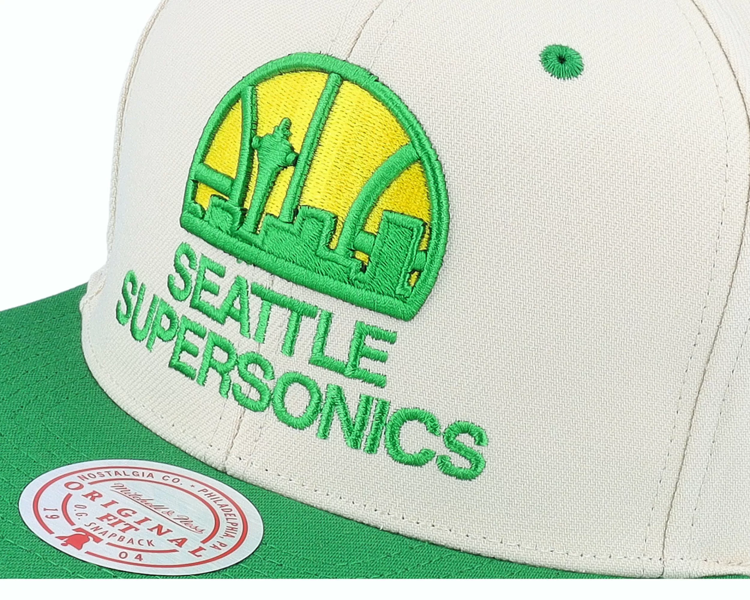 Mitchell & Ness Seattle Supersonics Sail Two Tone Hwc Cream/Green Snapback - -Unisex Snapback