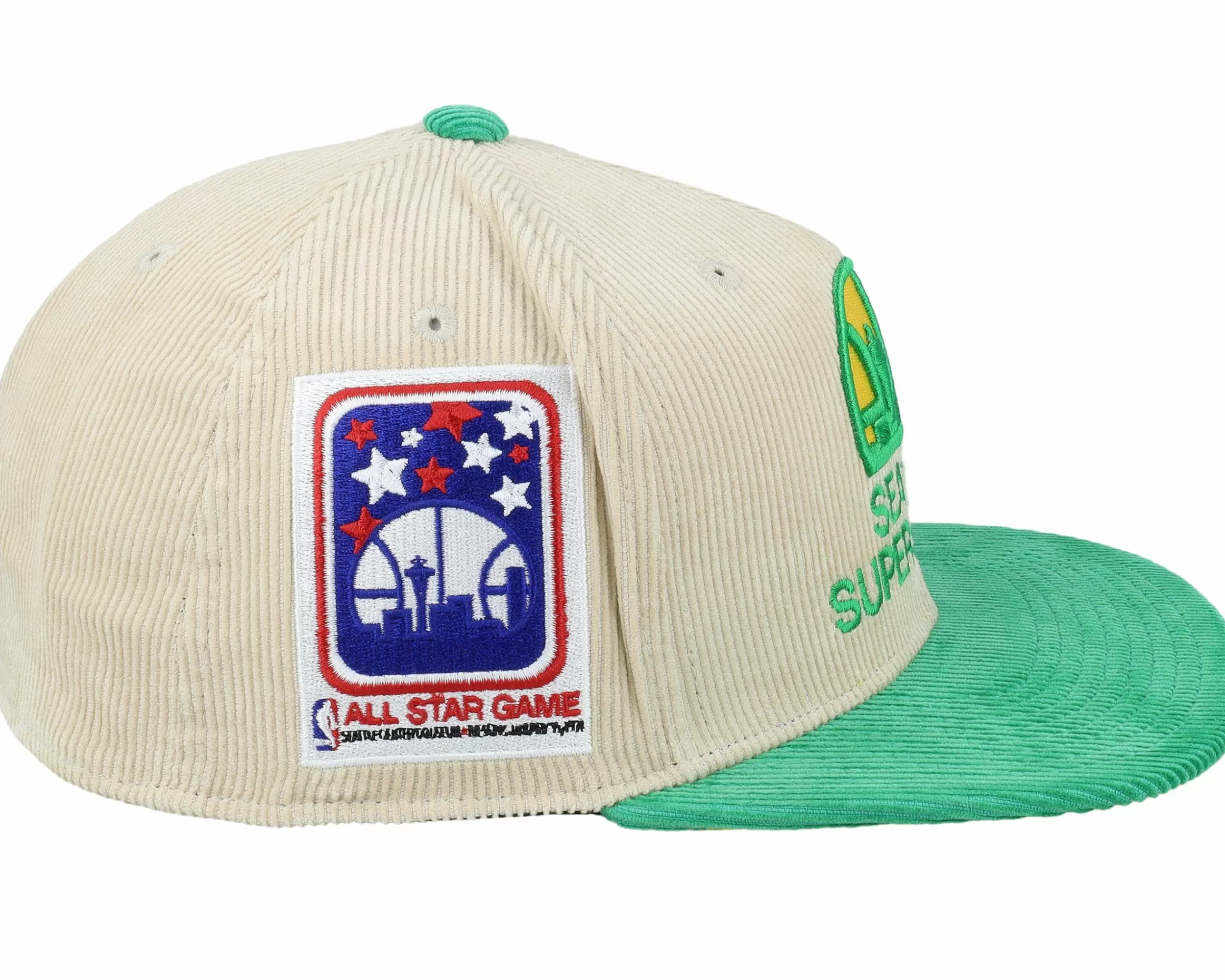 Mitchell & Ness Seattle Supersonics Team Cord Off White/Green Fitted - -Unisex Fitted