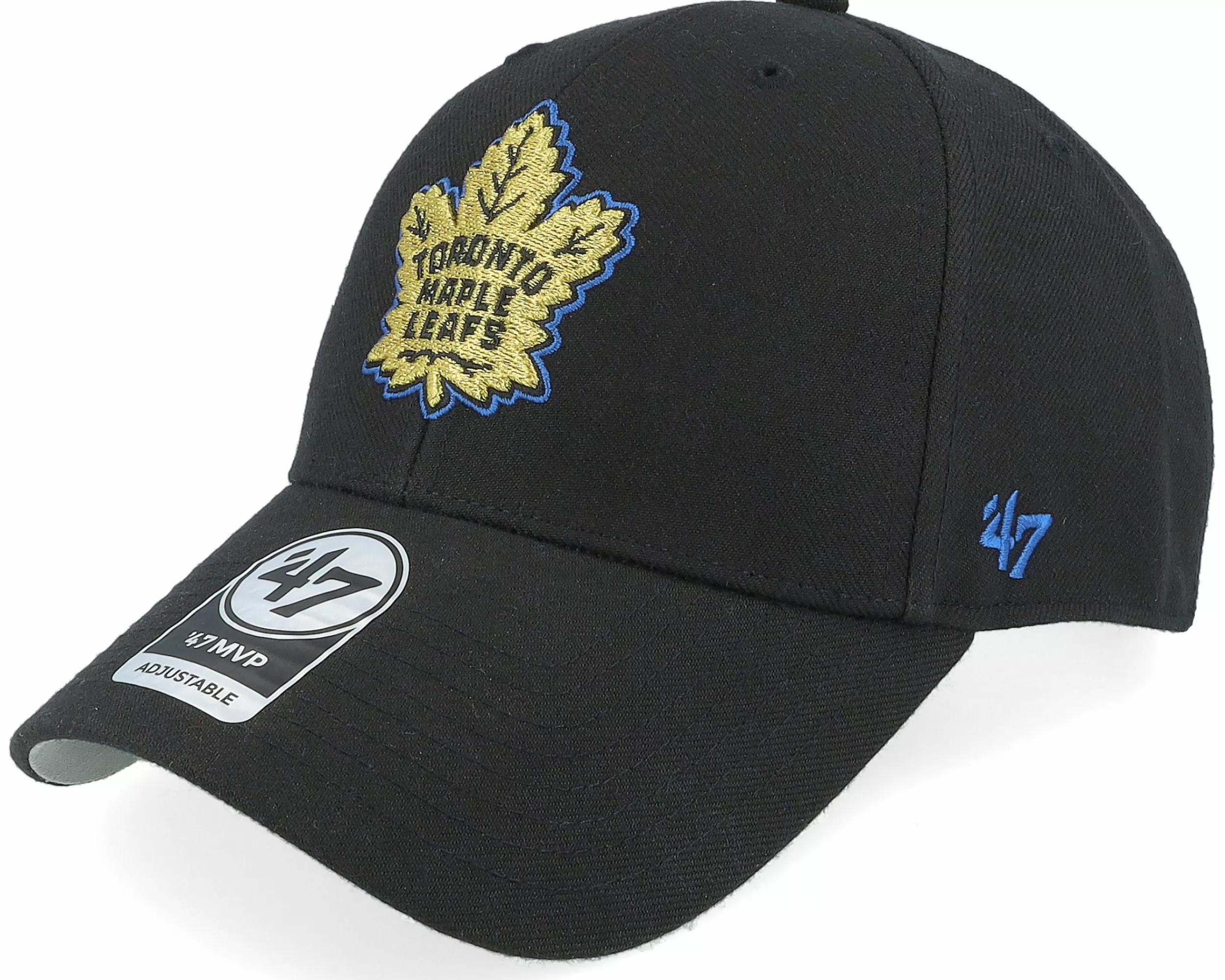 47 Brand Toronto Maple Leafs Color Pop Metallic Mvp Black Adjustable - -Unisex Adjustable