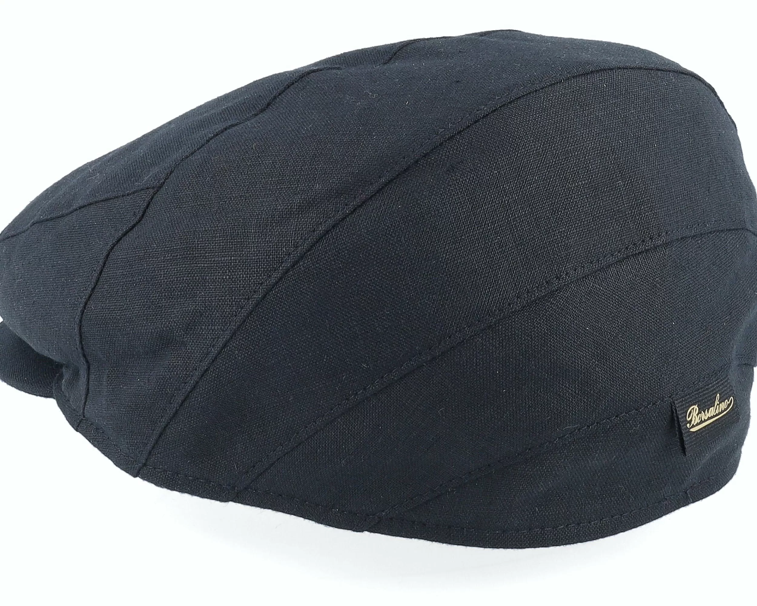 Borsalino Unthreaded Cap With Wedges Behind Black Flat Cap - -Unisex Flat Caps