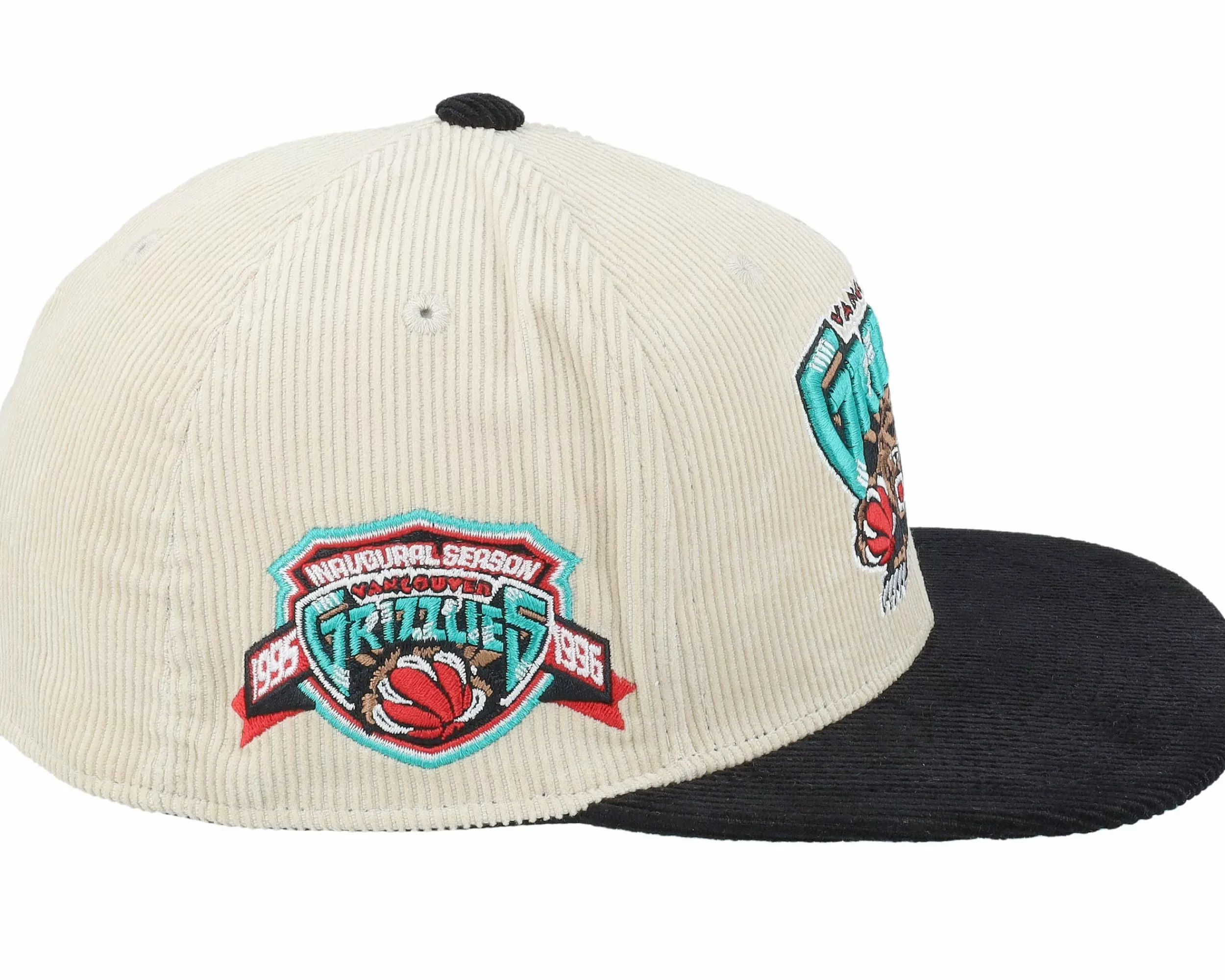 Mitchell & Ness Vancouver Grizzlies Team Cord Off White/Black Fitted - -Unisex Fitted