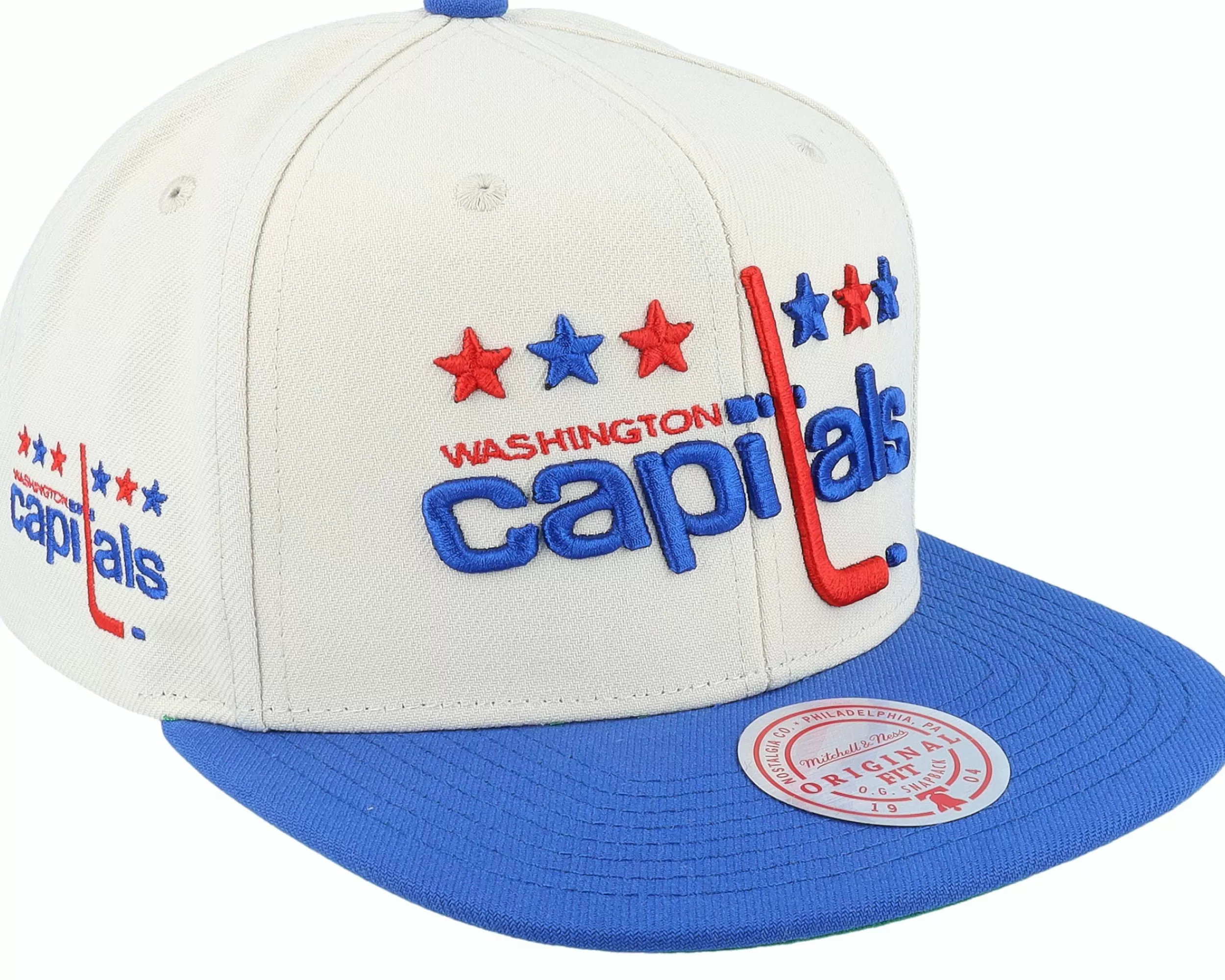 Mitchell & Ness Washington Capitals Vintage Off White/Blue Snapback - -Unisex Snapback