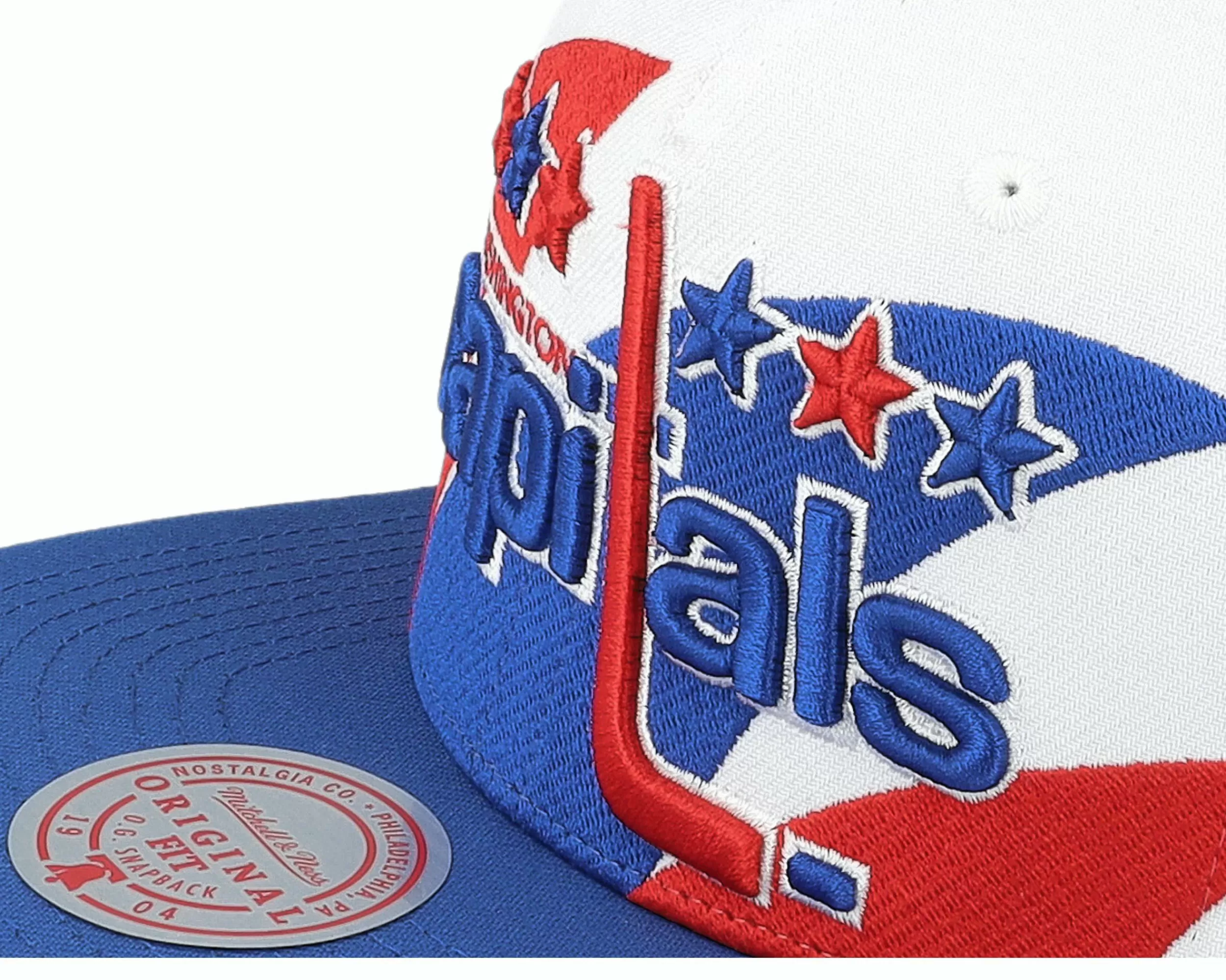 Mitchell & Ness Washington Capitals Vintage Sharktooth White/Blue Snapback - -Unisex Snapback